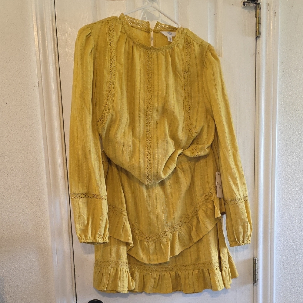 NWT Time and Tru Yellow Long Sleeve SKIRT AND TOP Dress